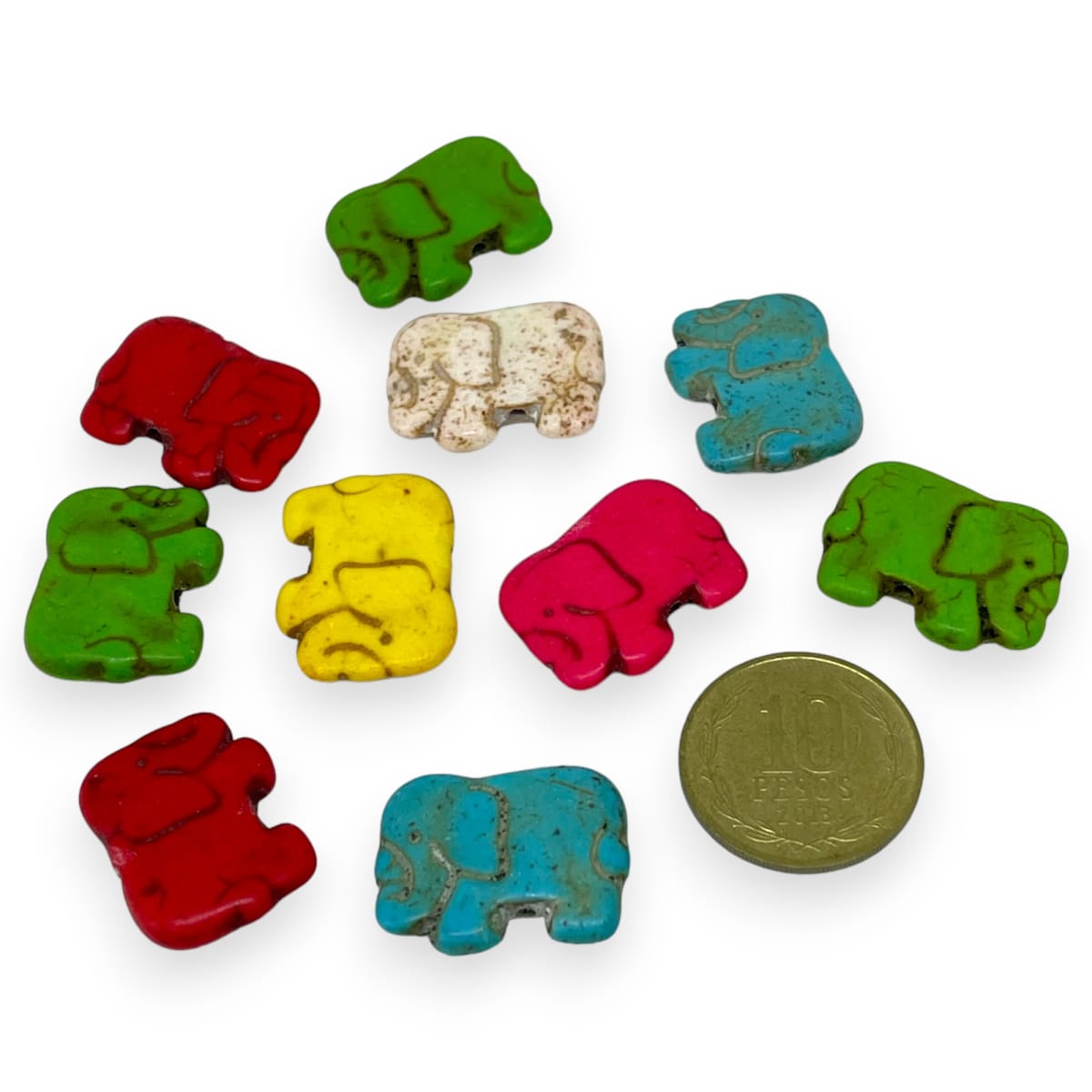 Cuenta pasadora elefante piedra turquesa fósil multicolor3