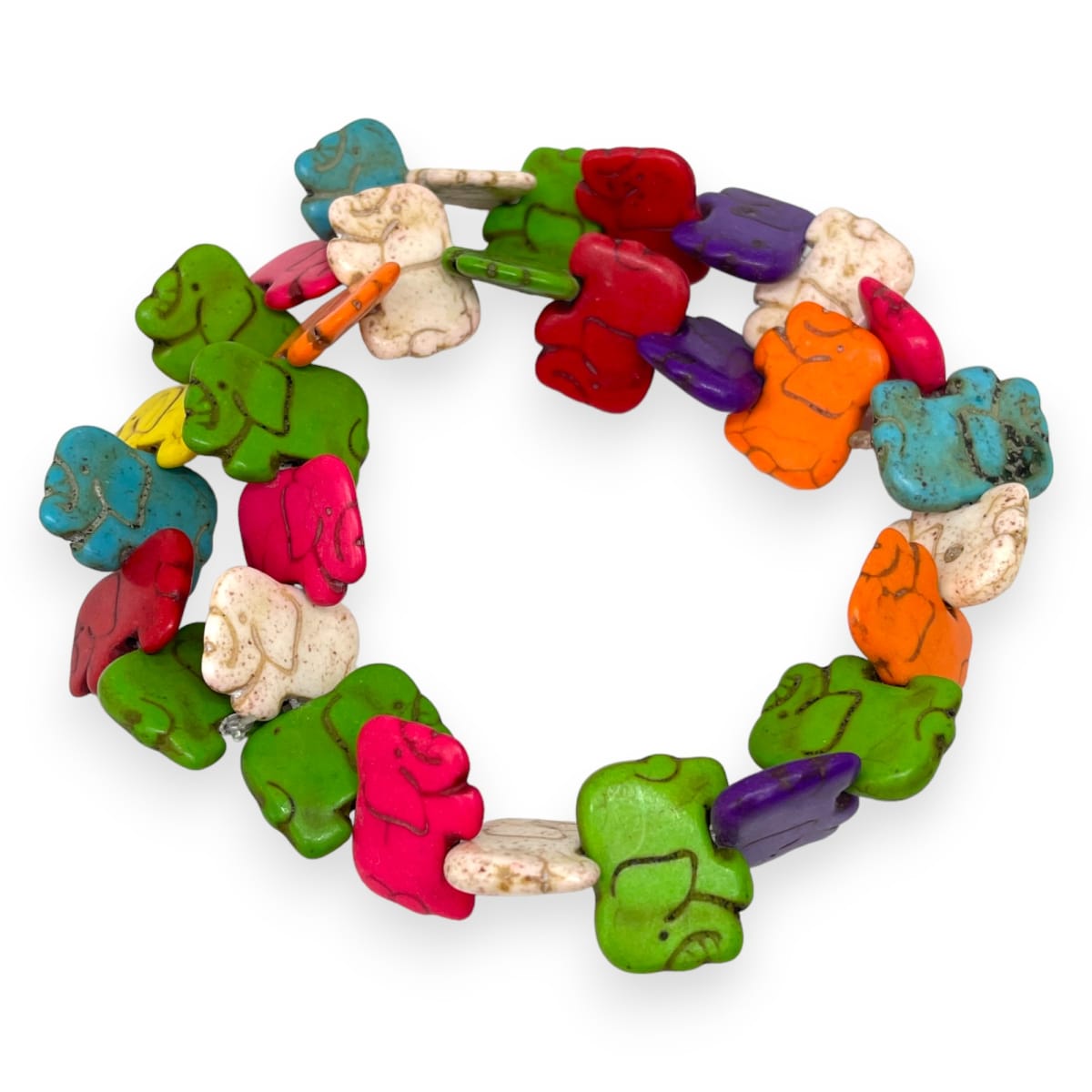 Cuenta pasadora elefante piedra turquesa fósil multicolor2