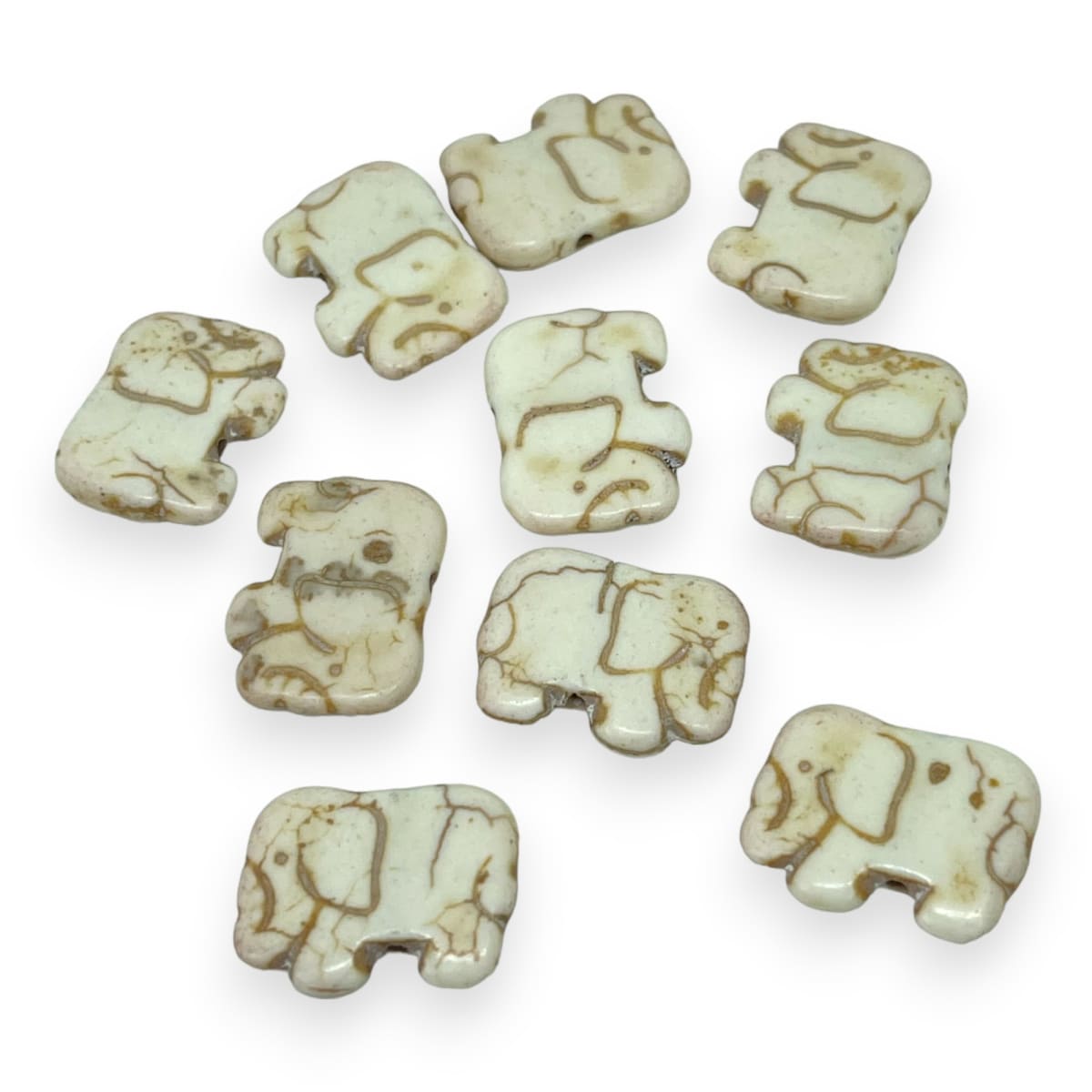 Cuenta pasadora elefante piedra turquesa fósil blanco2