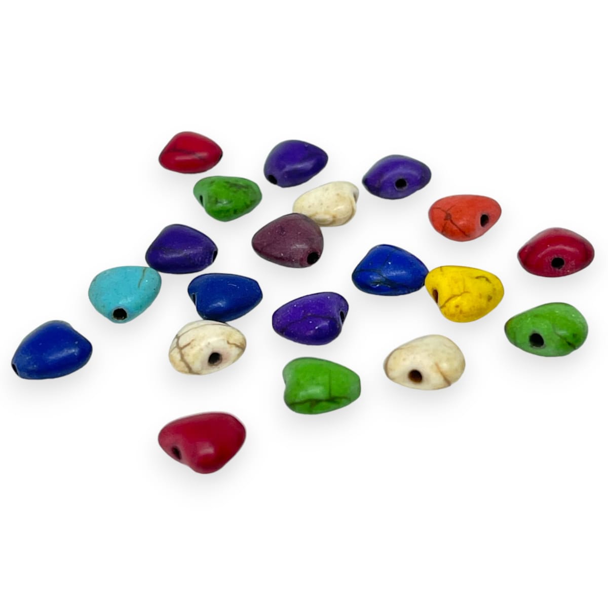 Cuenta pasadora corazón piedra turquesa fósil multicolor2