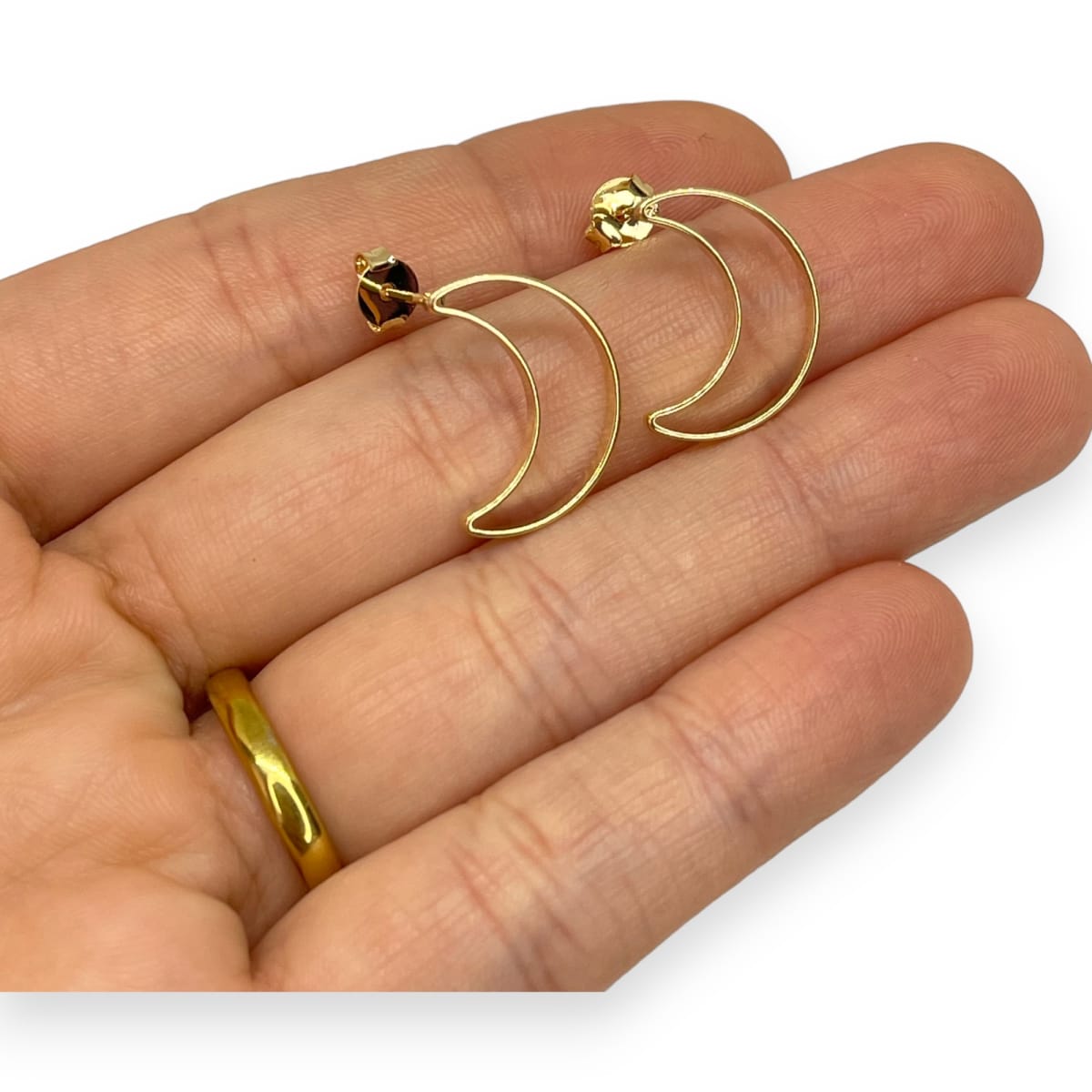 Base de aros luna para recamar baño de oro / par2