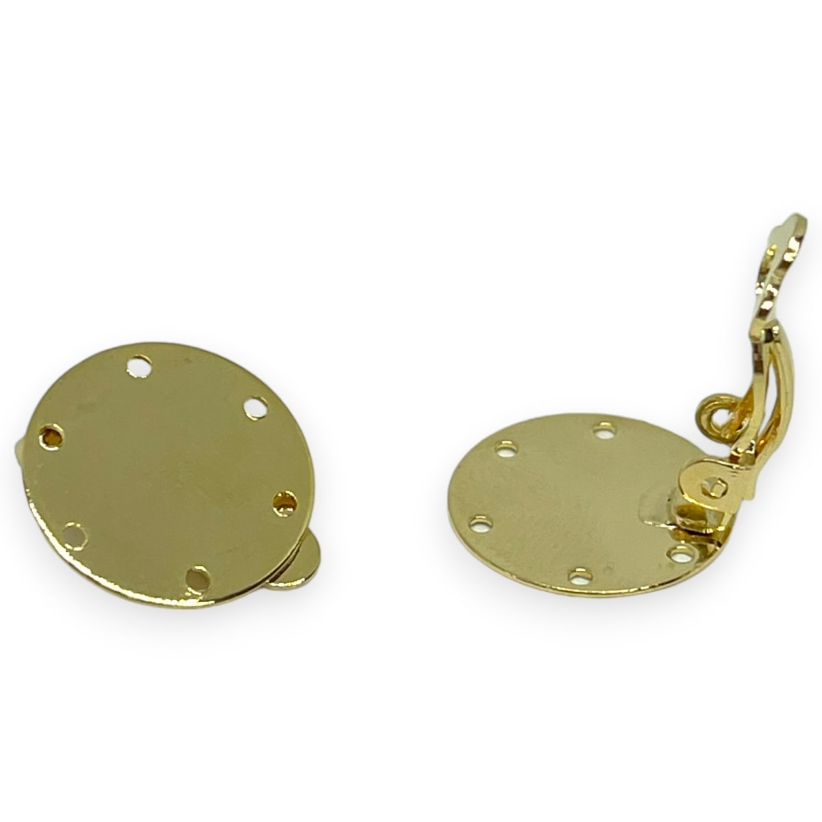 Base de aros clip topito a presión redonda para recamar baño de oro / par1