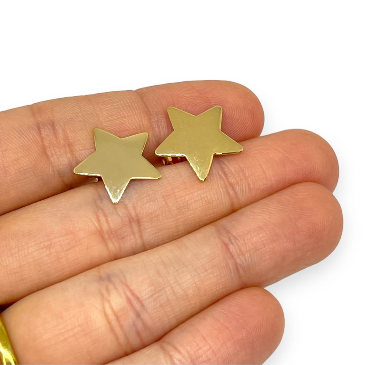 Base de aros topito estrella baño de oro / par2