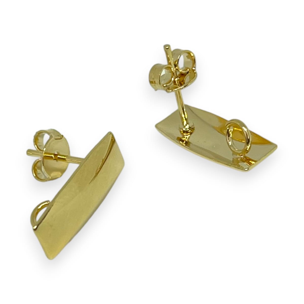 Base de aros topito rectángulo baño de oro / par1