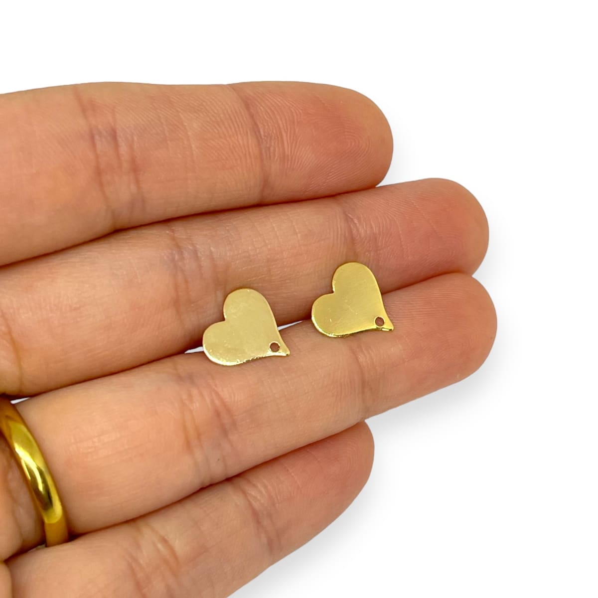 Base de aros topito corazón baño de oro / par2