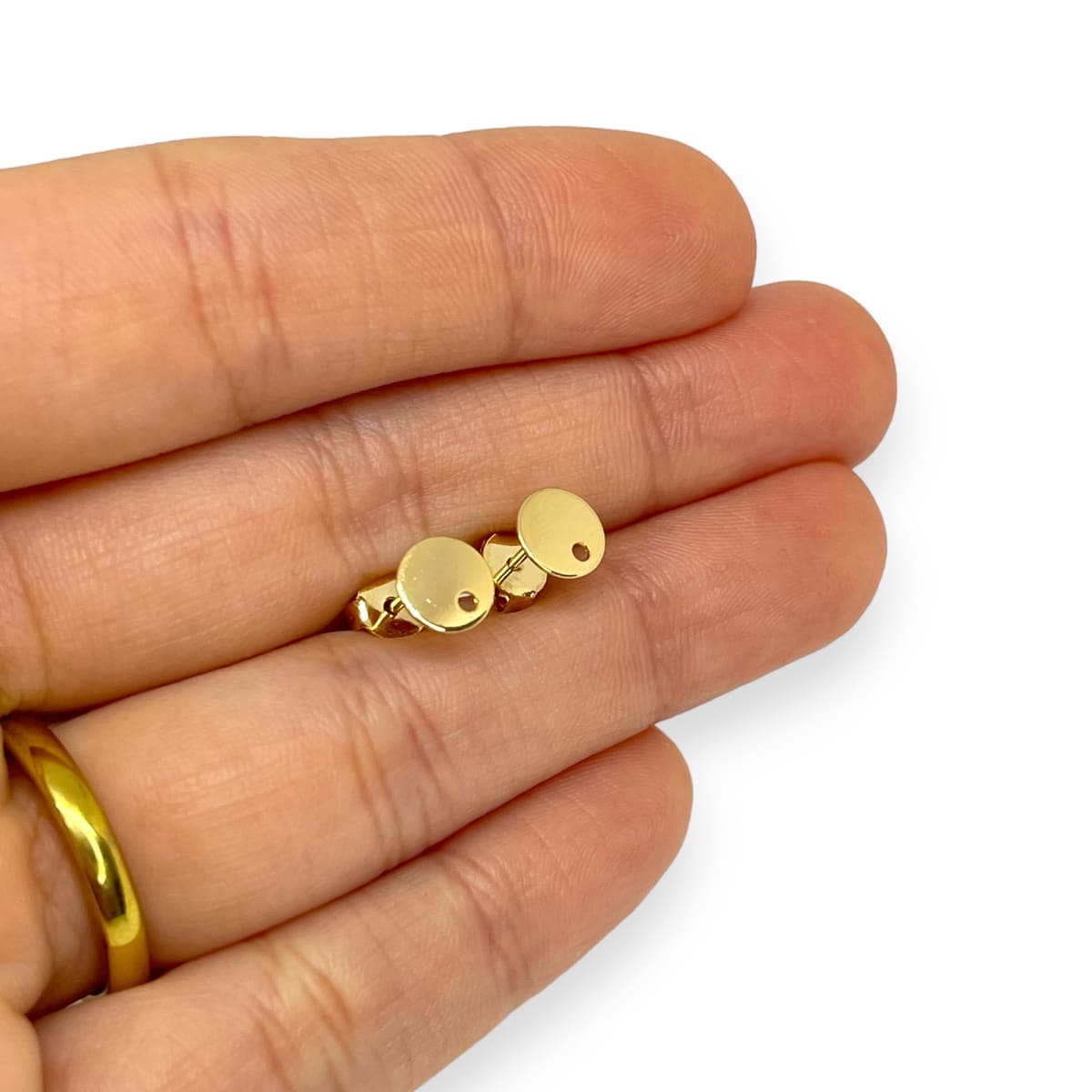 Base de aros topito círculo baño de oro / par2