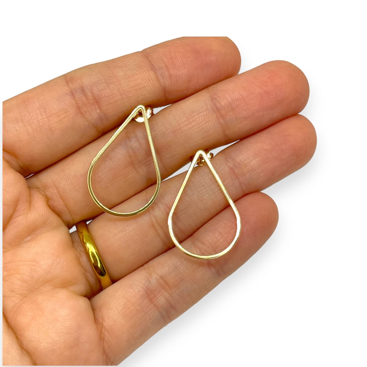 Base de aros gota para recamar baño de oro / par3