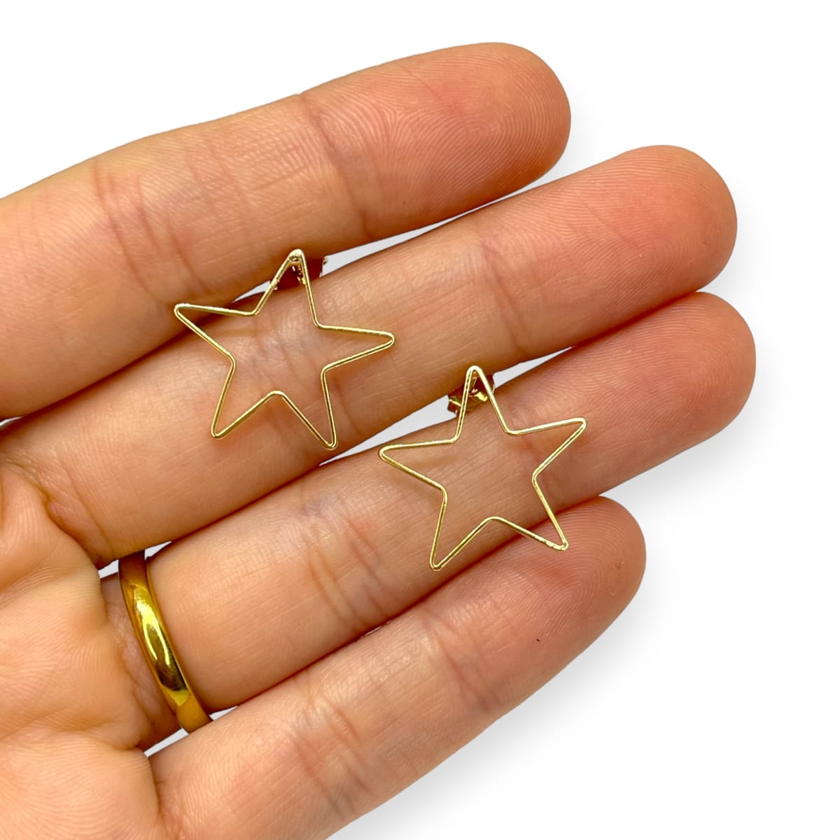 Base de aros estrella para recamar baño de oro / par2