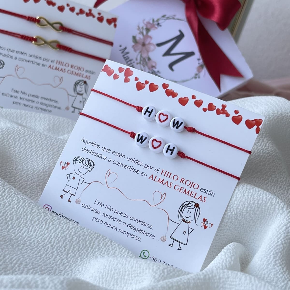 Regalos San Valentin pareja pulseras hilito inicial / set1