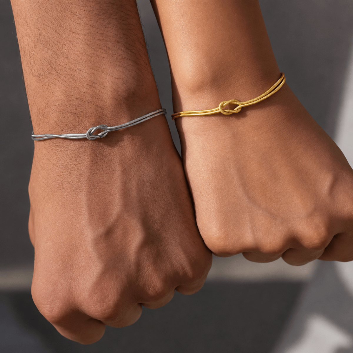 Pulsera para parejas con nudo en acero / set2