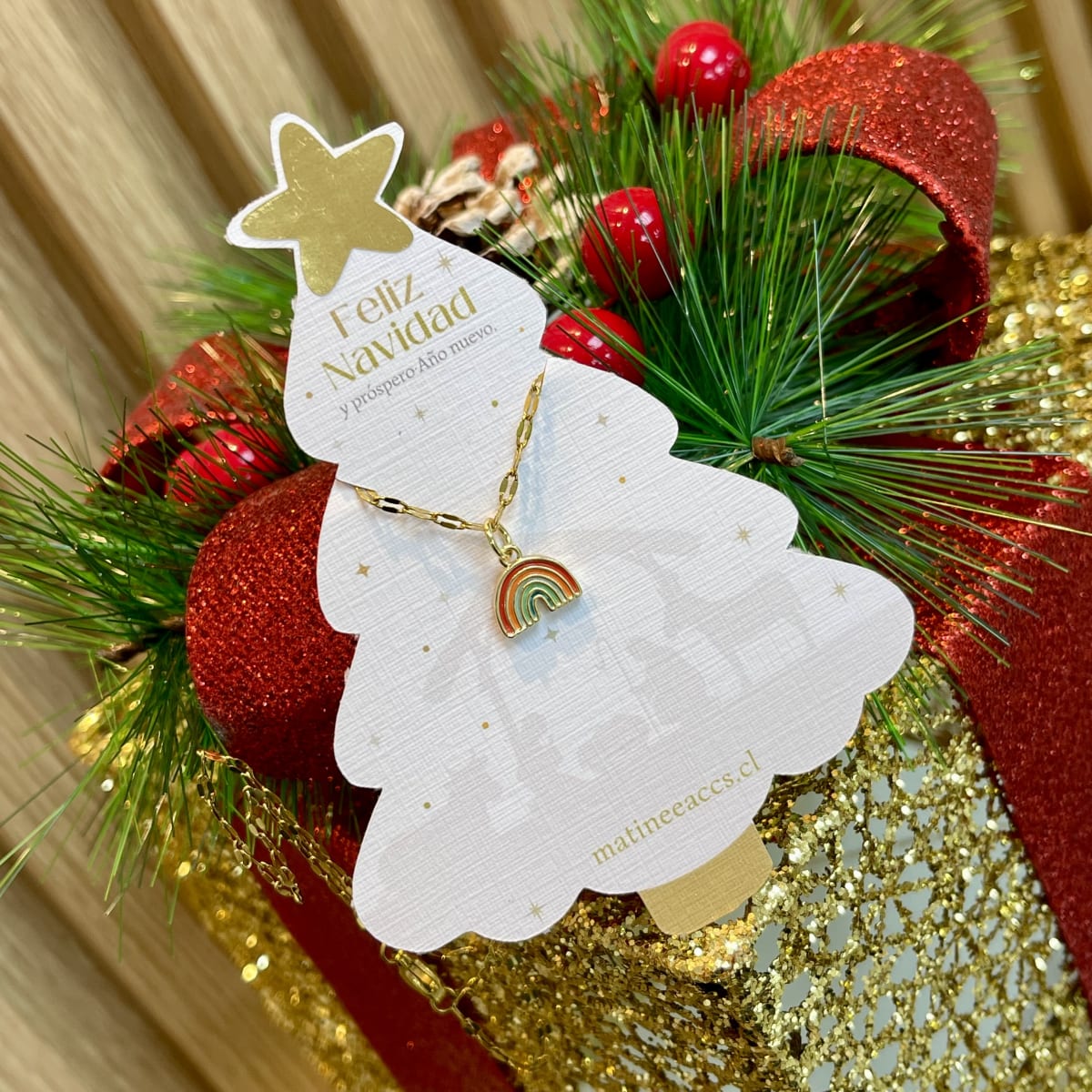 Collar regalo navidad acero baño de oro / unidad10