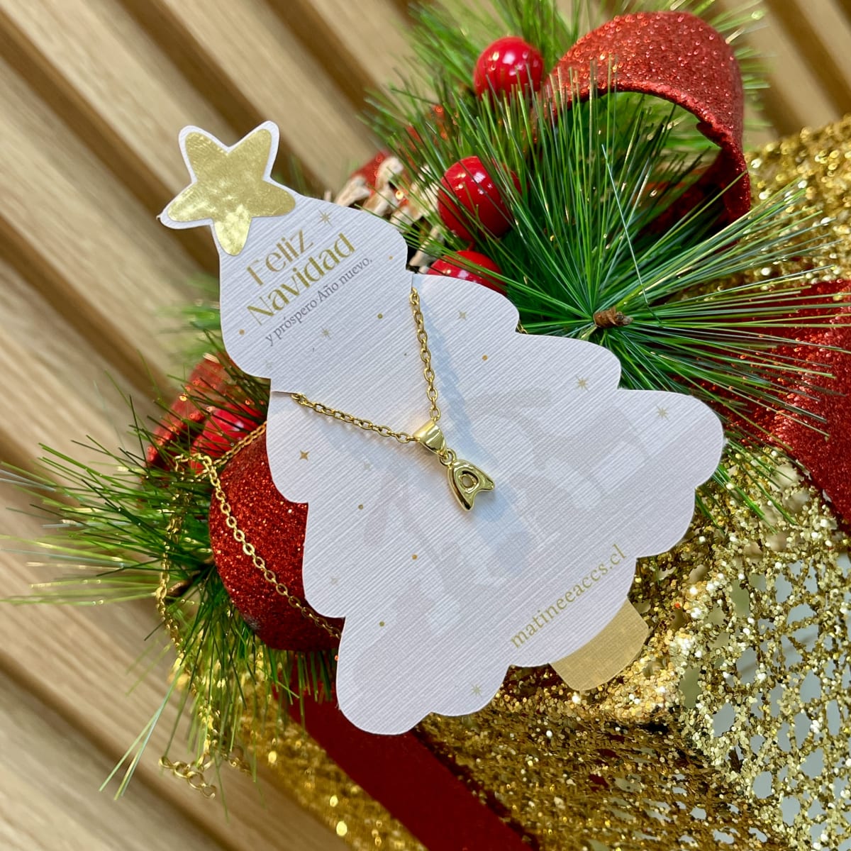 Collar regalo navidad acero baño de oro / unidad6