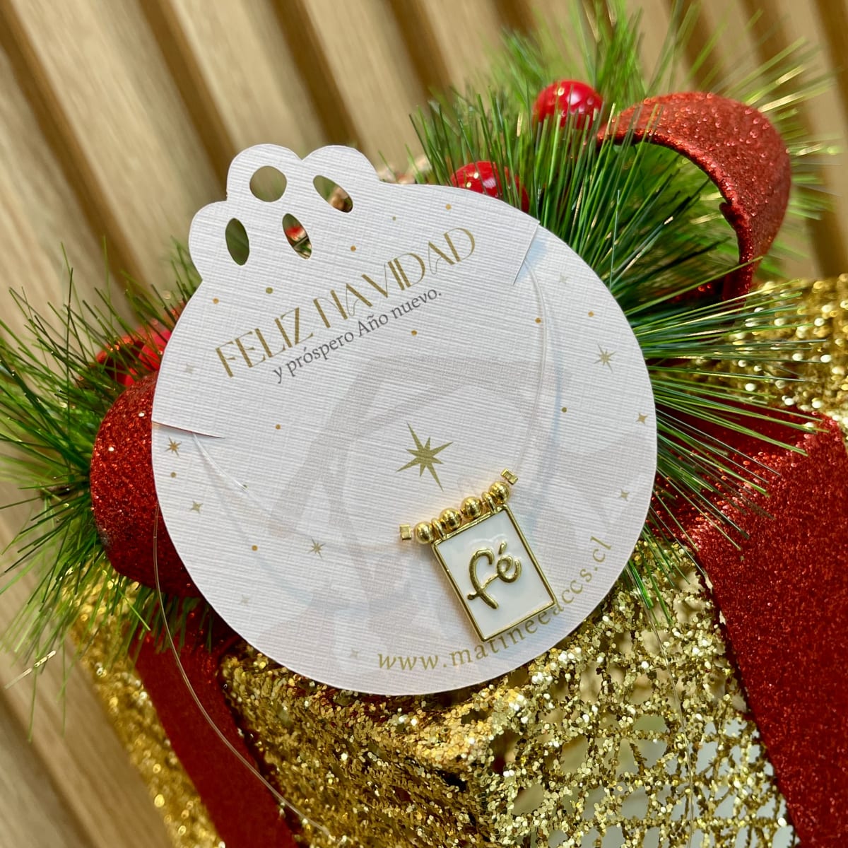 Collar regalo navidad acero baño de oro / unidad4