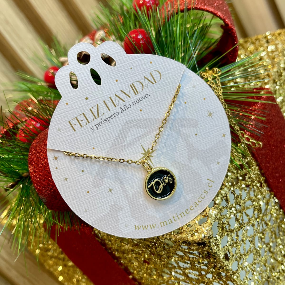 Collar regalo navidad acero baño de oro / unidad11