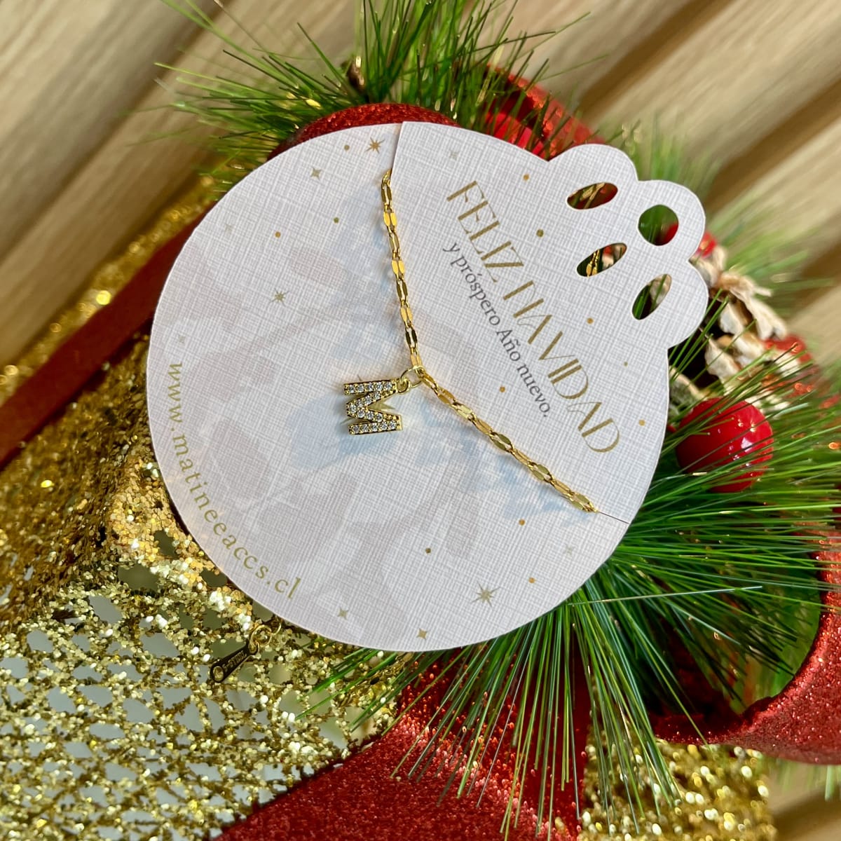 Collar regalo navidad acero baño de oro / unidad8