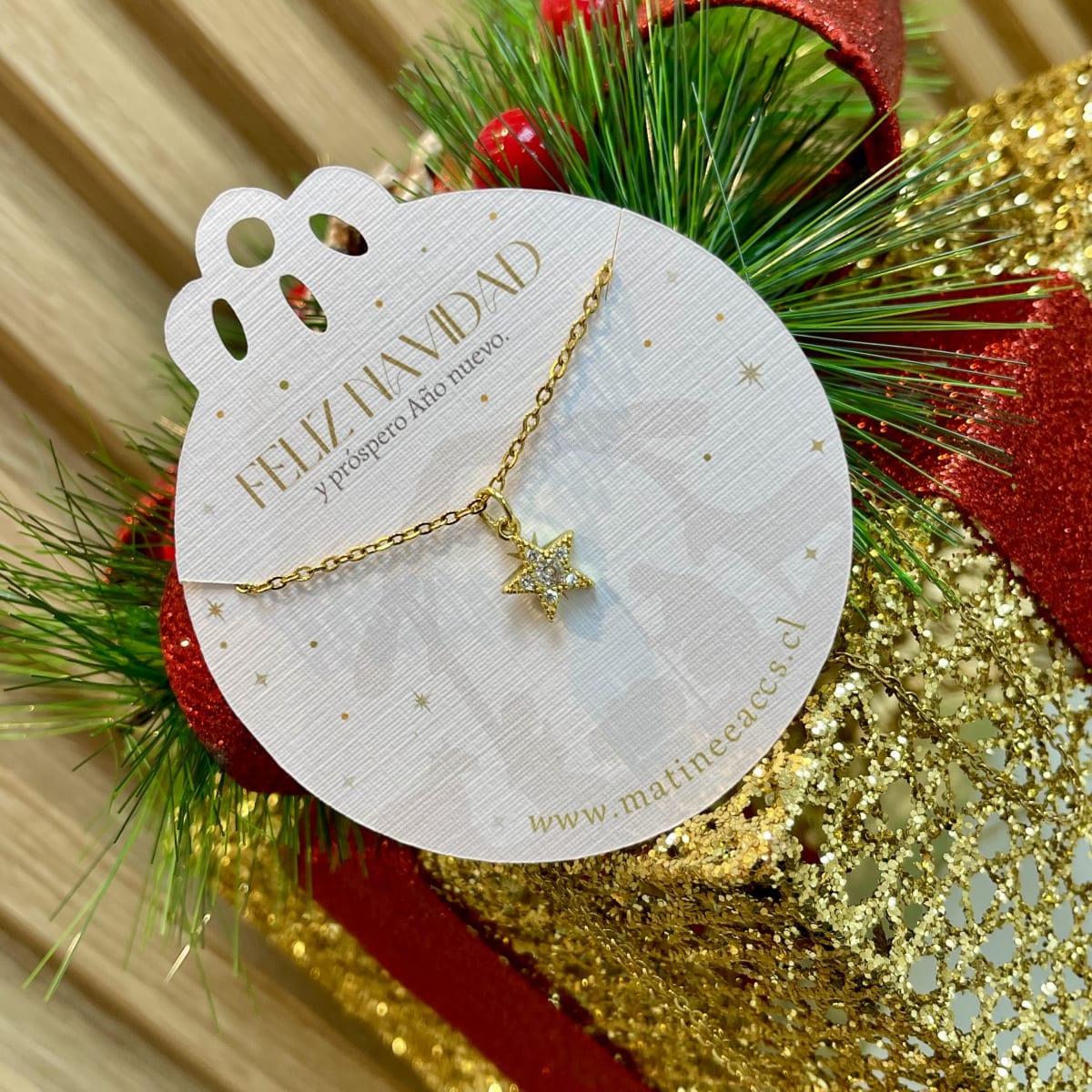 Collar regalo navidad acero baño de oro / unidad7