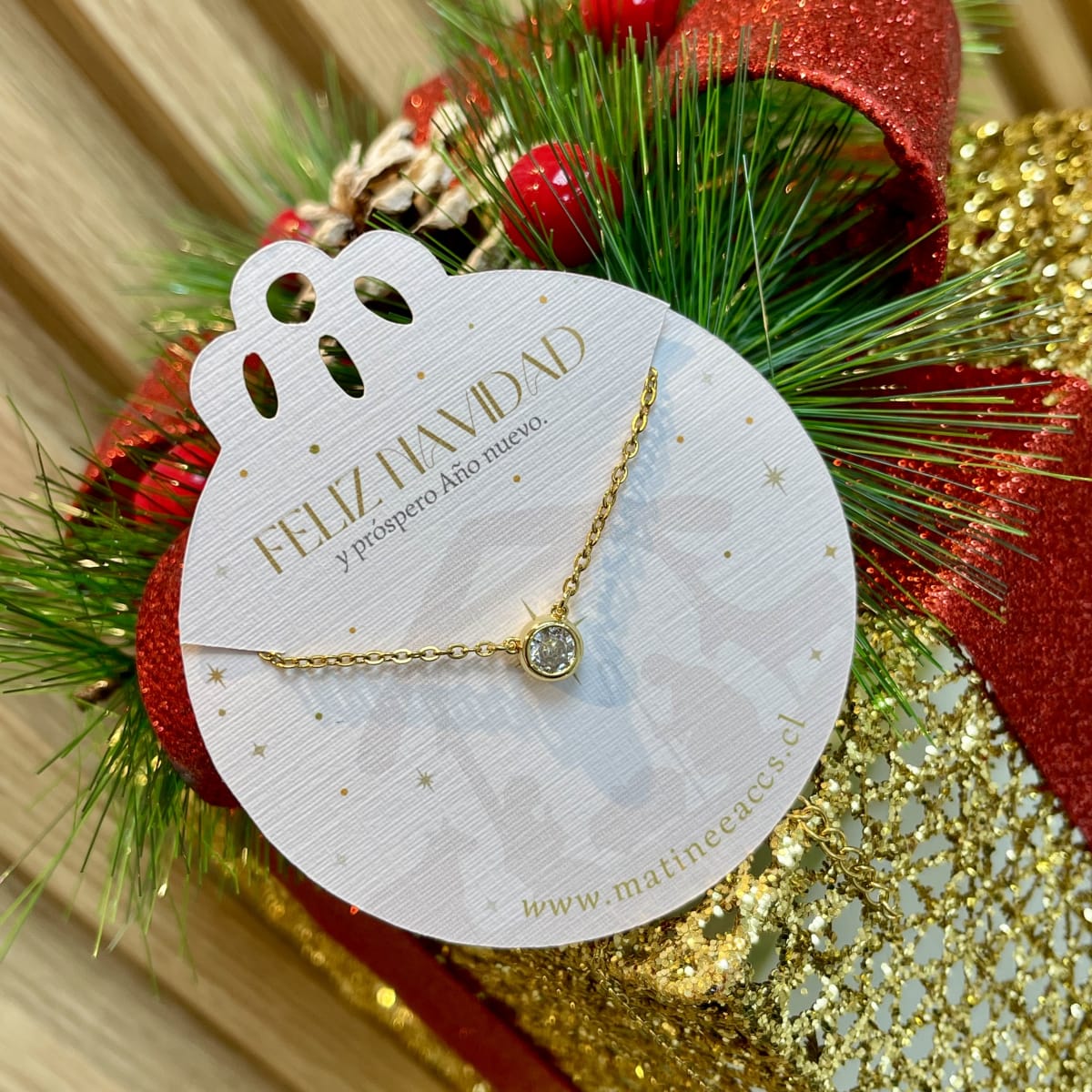 Collar regalo navidad acero baño de oro / unidad3