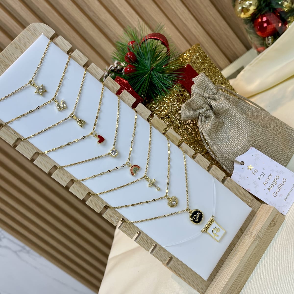 Collar regalo navidad acero baño de oro / unidad2