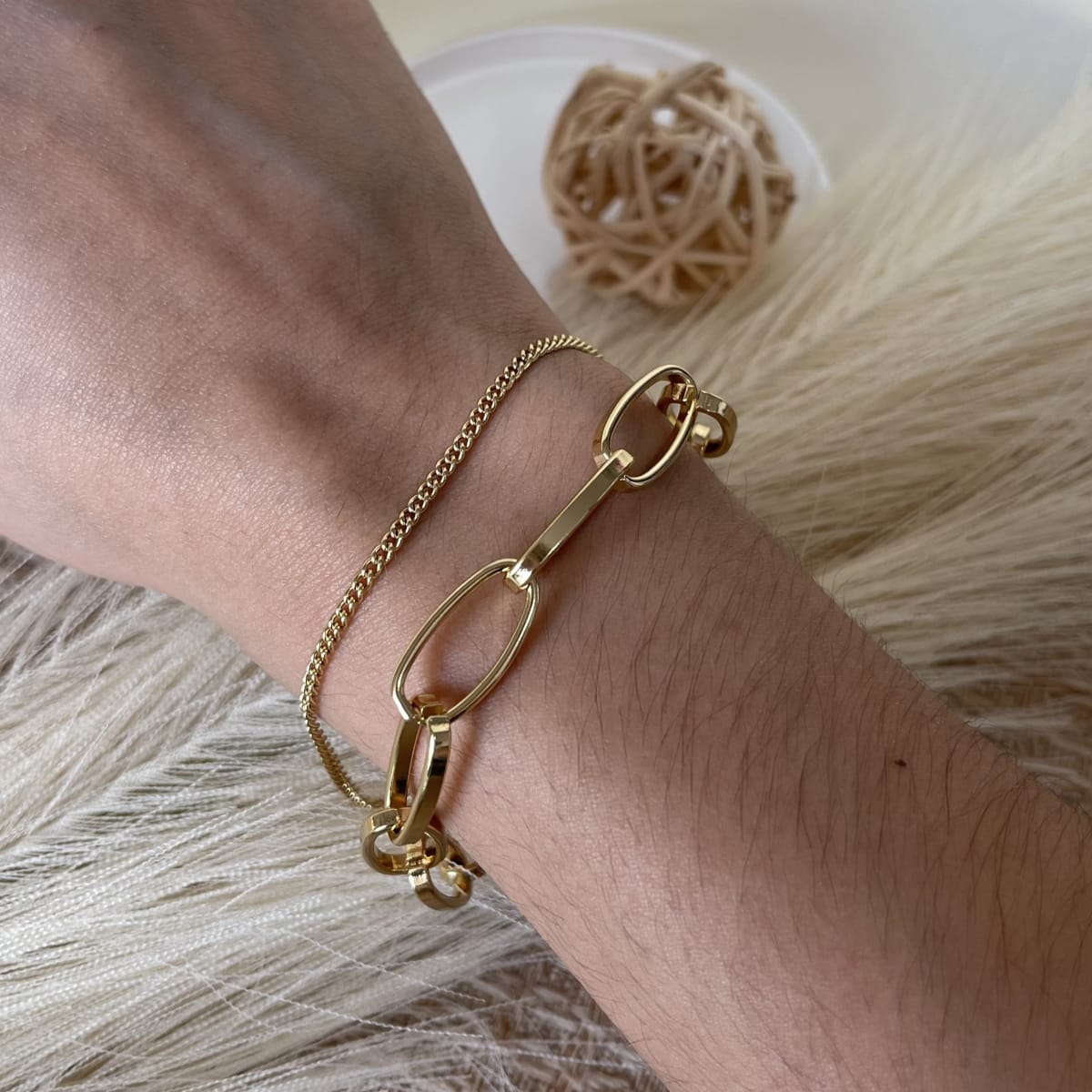 Pulsera doble eslabón grande acero / unidad2