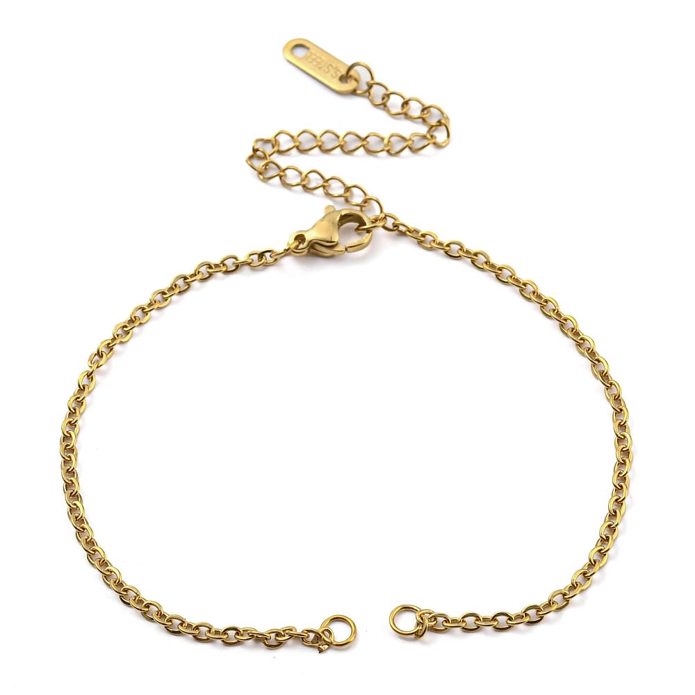Base pulsera cadena eslabón forzado 2 mm acero / unidad1