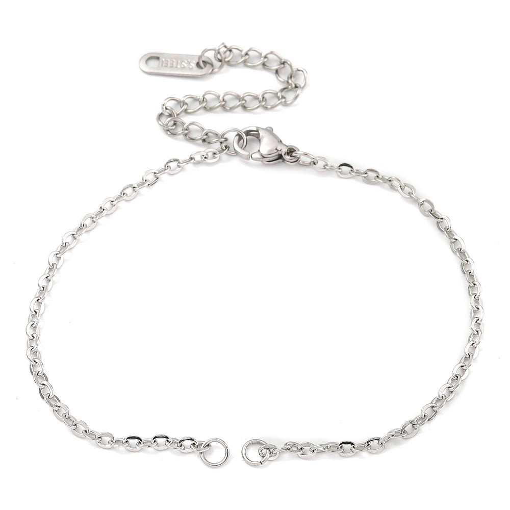 Base pulsera cadena eslabón forzado 2 mm acero / unidad2
