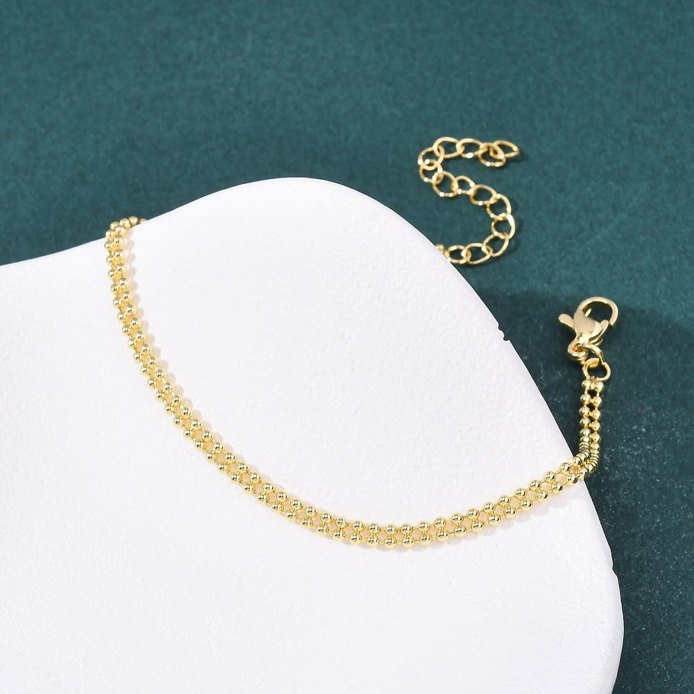 Pulsera balín doble 3 mm baño de oro / unidad2