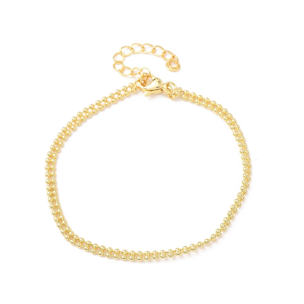 Pulsera balín doble 3 mm baño de oro / unidad1