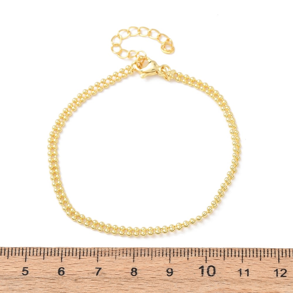 Pulsera balín doble 3 mm baño de oro / unidad3
