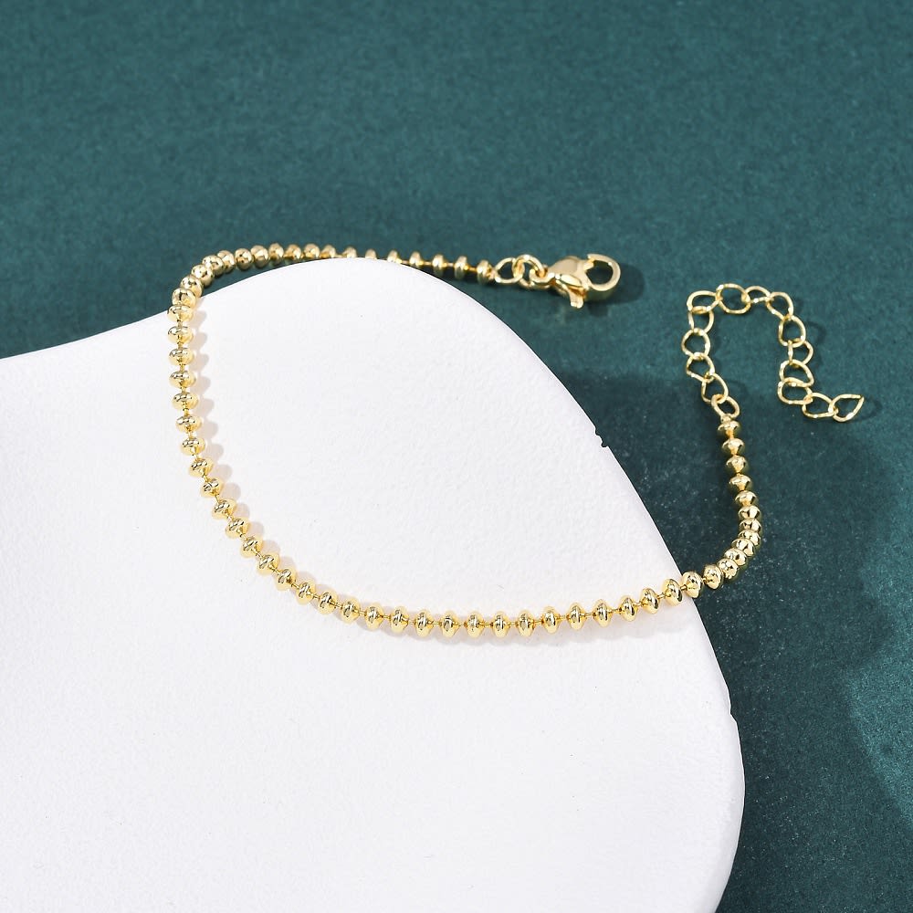 Pulsera balín redondo plano 2.8 mm baño de oro / unidad2