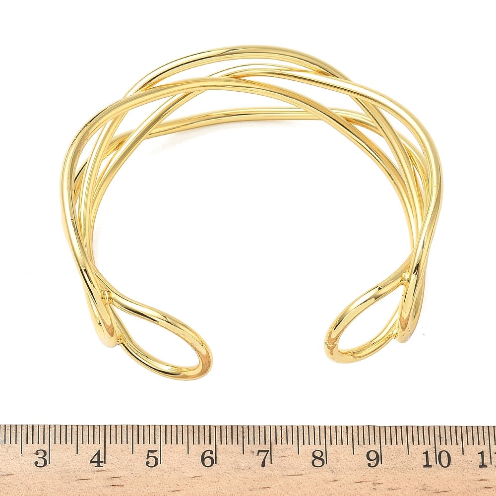 Brazalete pulsera alambre cruzado baño de oro / unidad2