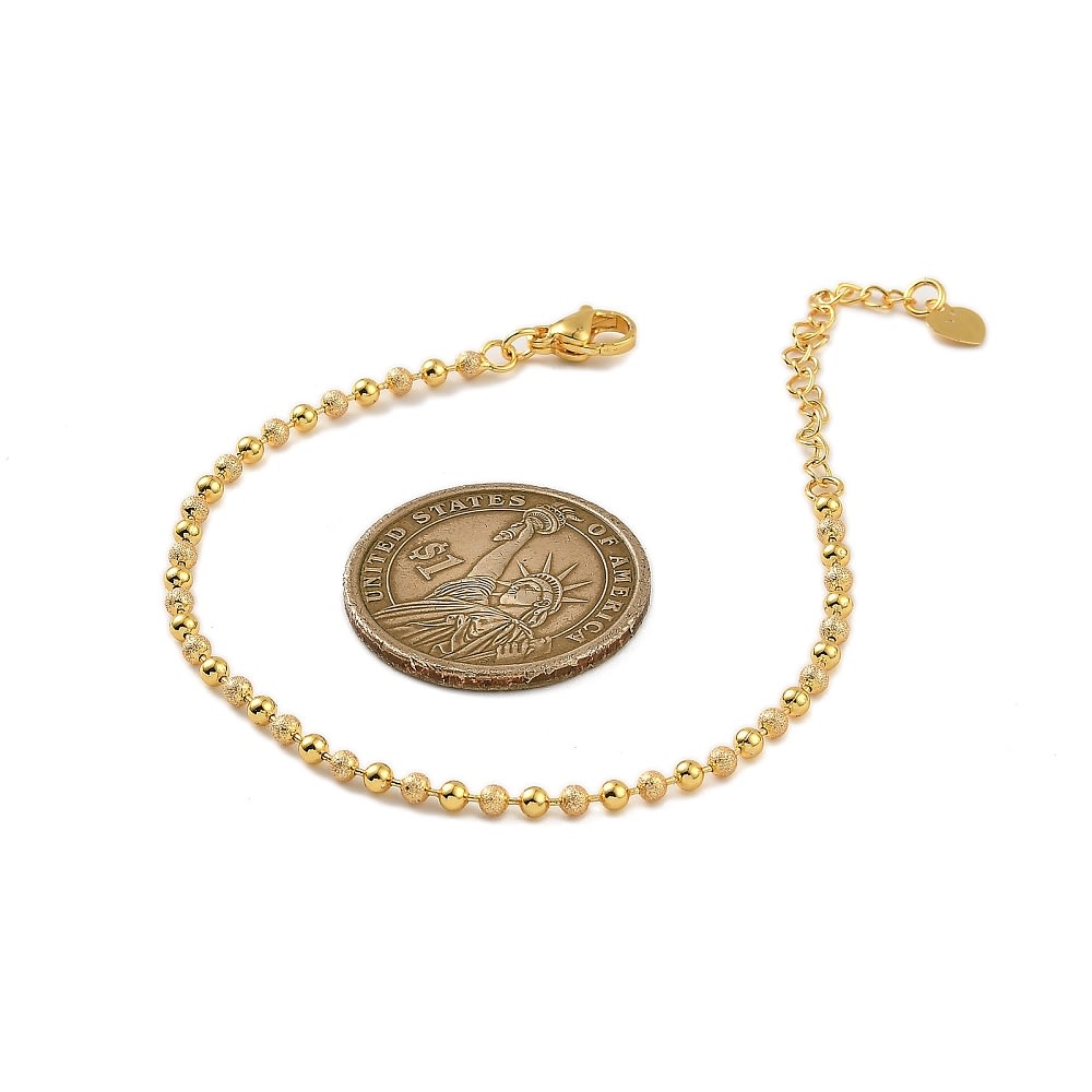 Pulsera balín textura liso 2.5 mm baño oro / unidad2