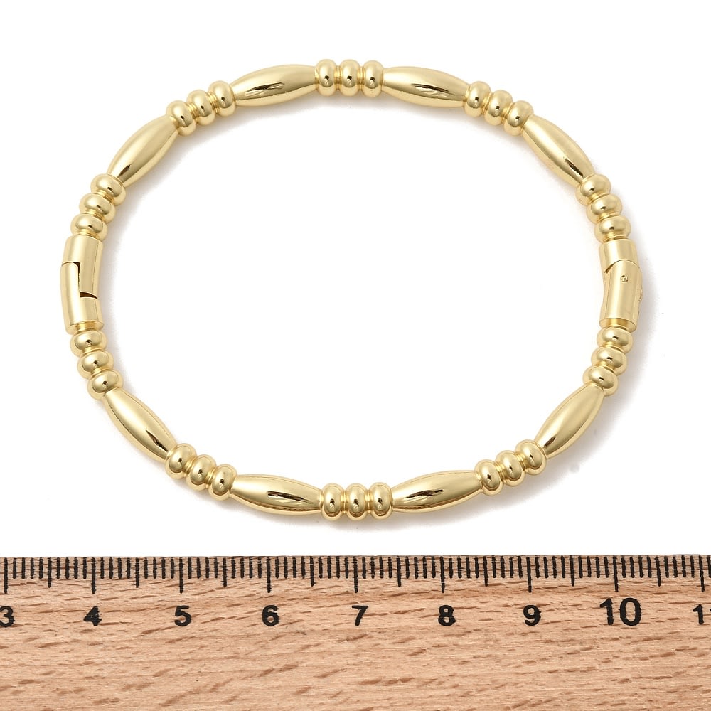 Pulsera con bisagras tubular y balin 6 cm baño oro / unidad2