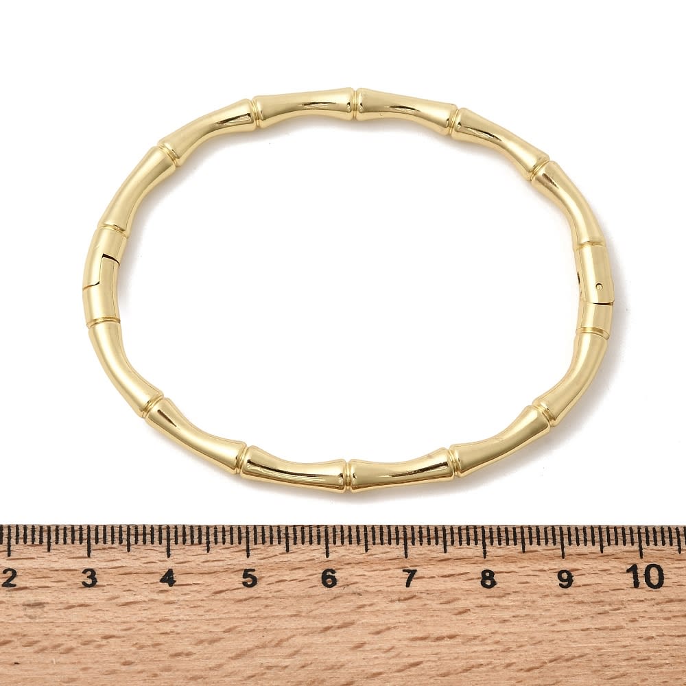 Pulsera con bisagras forma bambú 6 cm baño oro / unidad2
