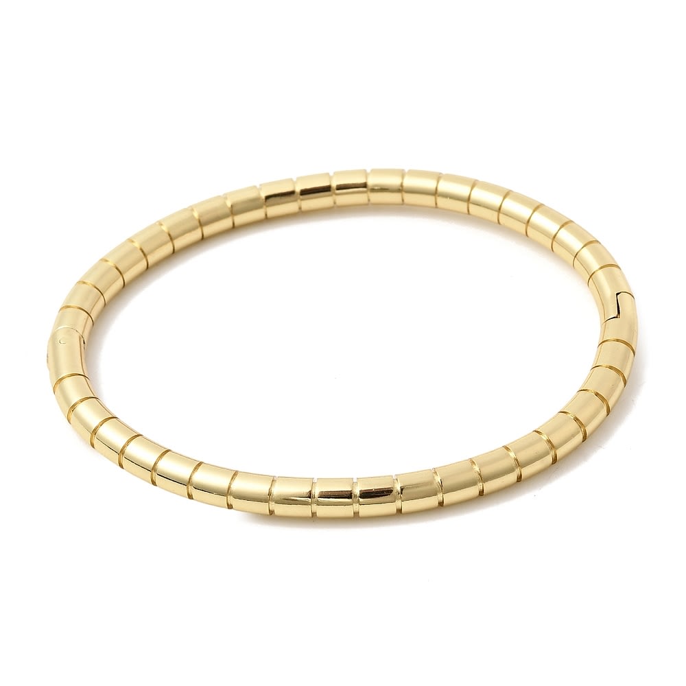 Pulsera con bisagras forma columna 6 cm baño oro / unidad1