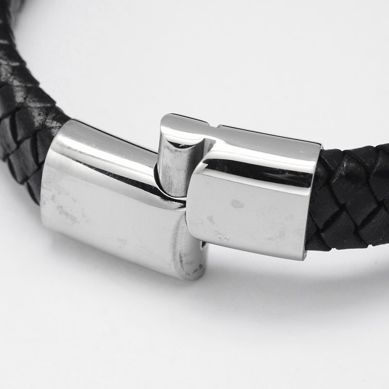 Pulsera caballero hombre cuero trenzado 12 mm cierre magnético / unidad2