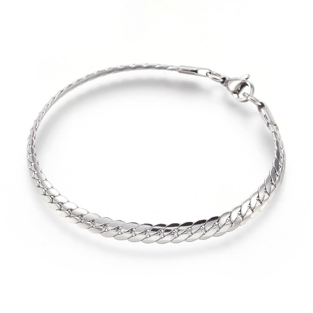 Pulsera tejido serpiente plana 4.5 mm acero / unidad4
