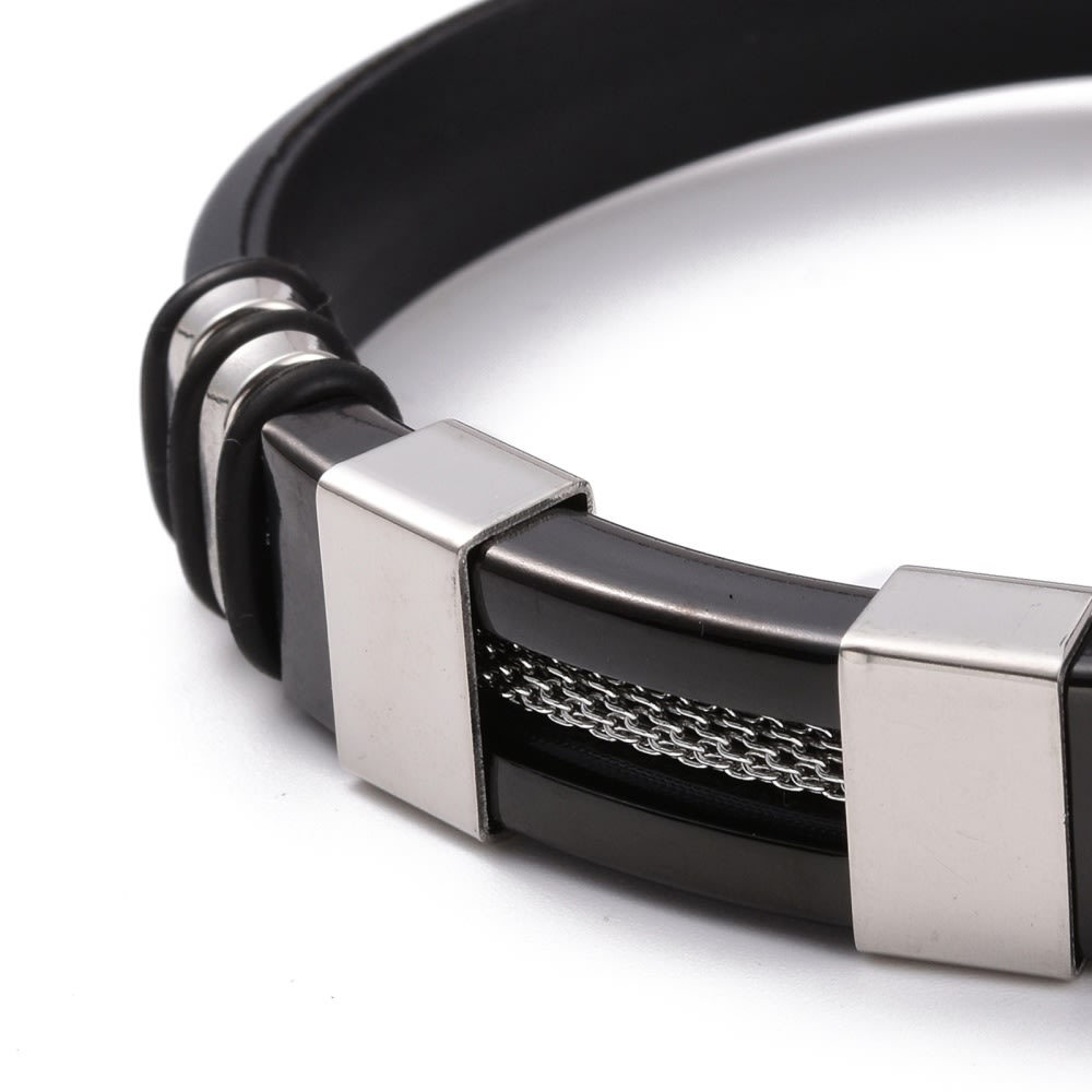 Pulsera caballero hombre cordón silicona 12.5 mm acero / unidad2