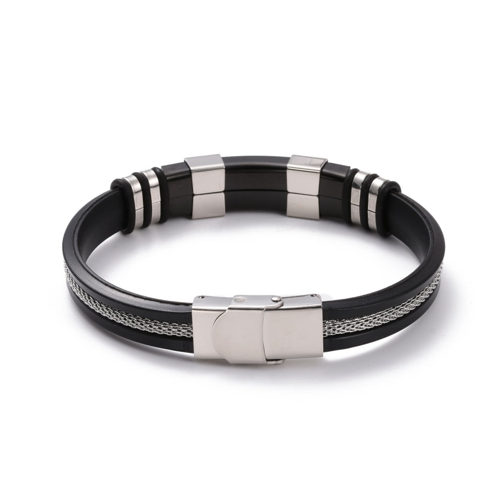 Pulsera caballero hombre cordón silicona 12.5 mm acero / unidad3