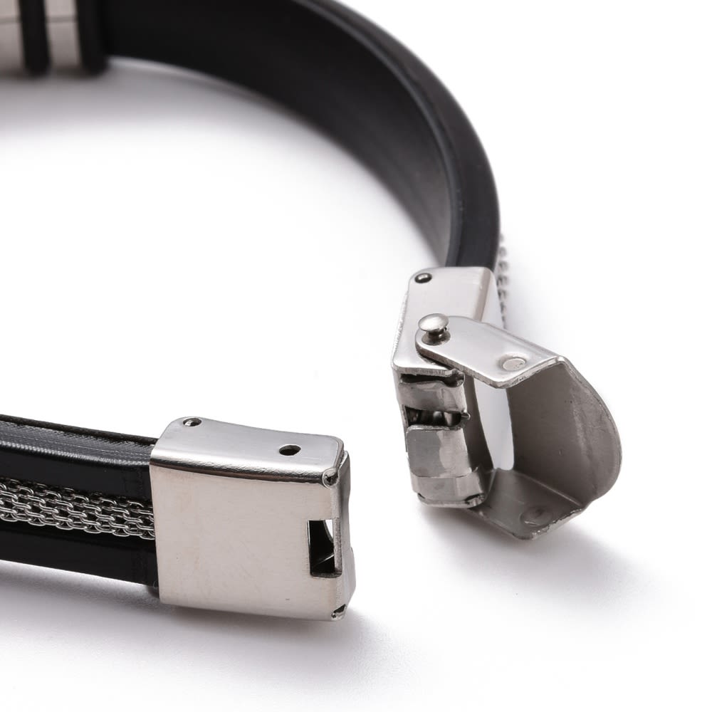 Pulsera caballero hombre cordón silicona 12.5 mm acero / unidad4