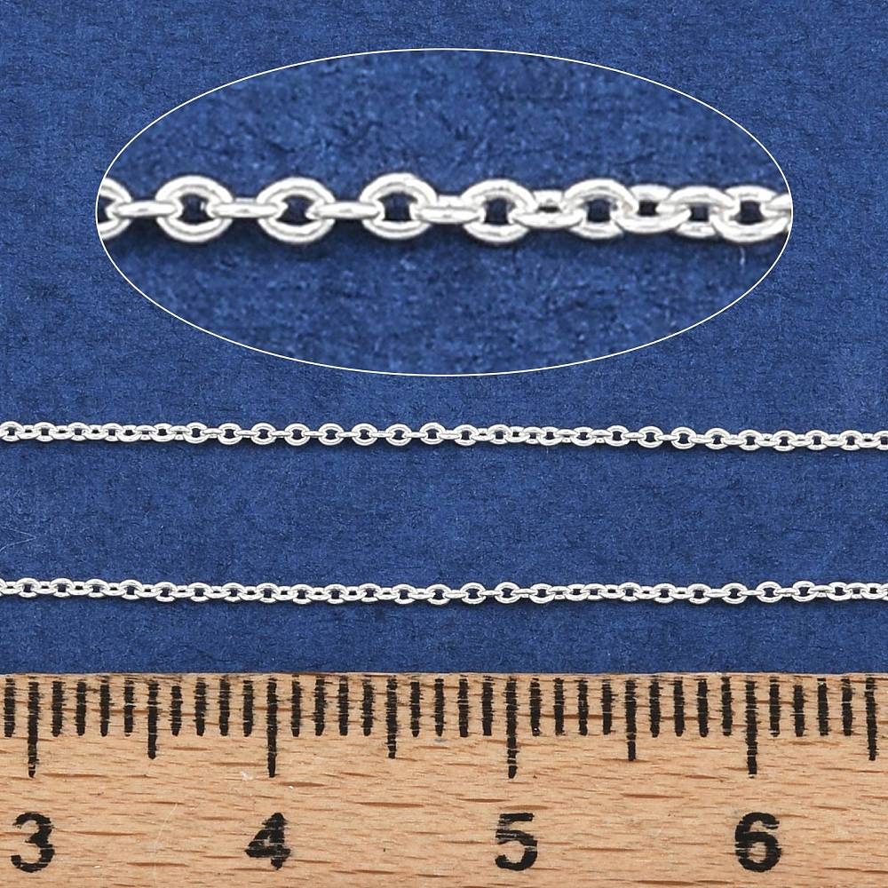 Cadena eslabón forzado clásico 1x0.2 mm baño de plata / metro3