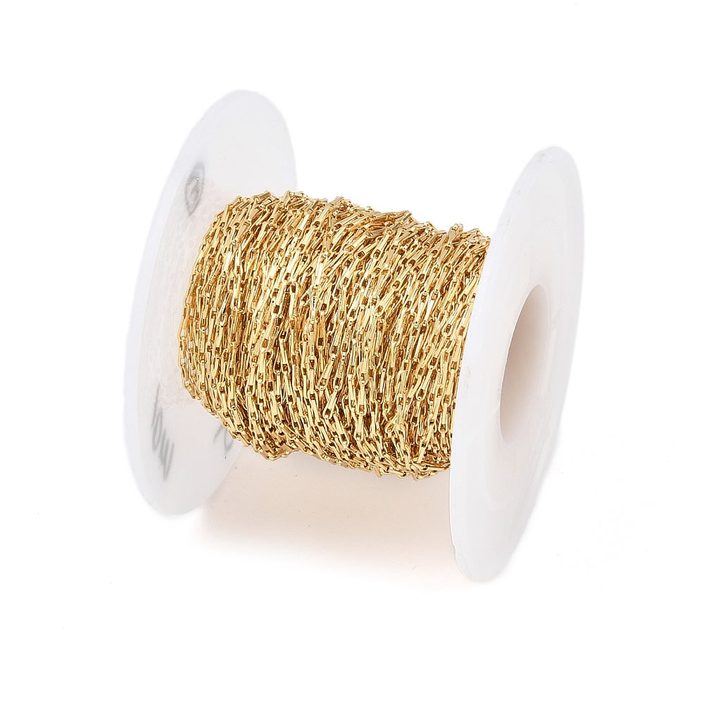 Cadena eslabón bambú 5x1.5 mm baño oro / metro2
