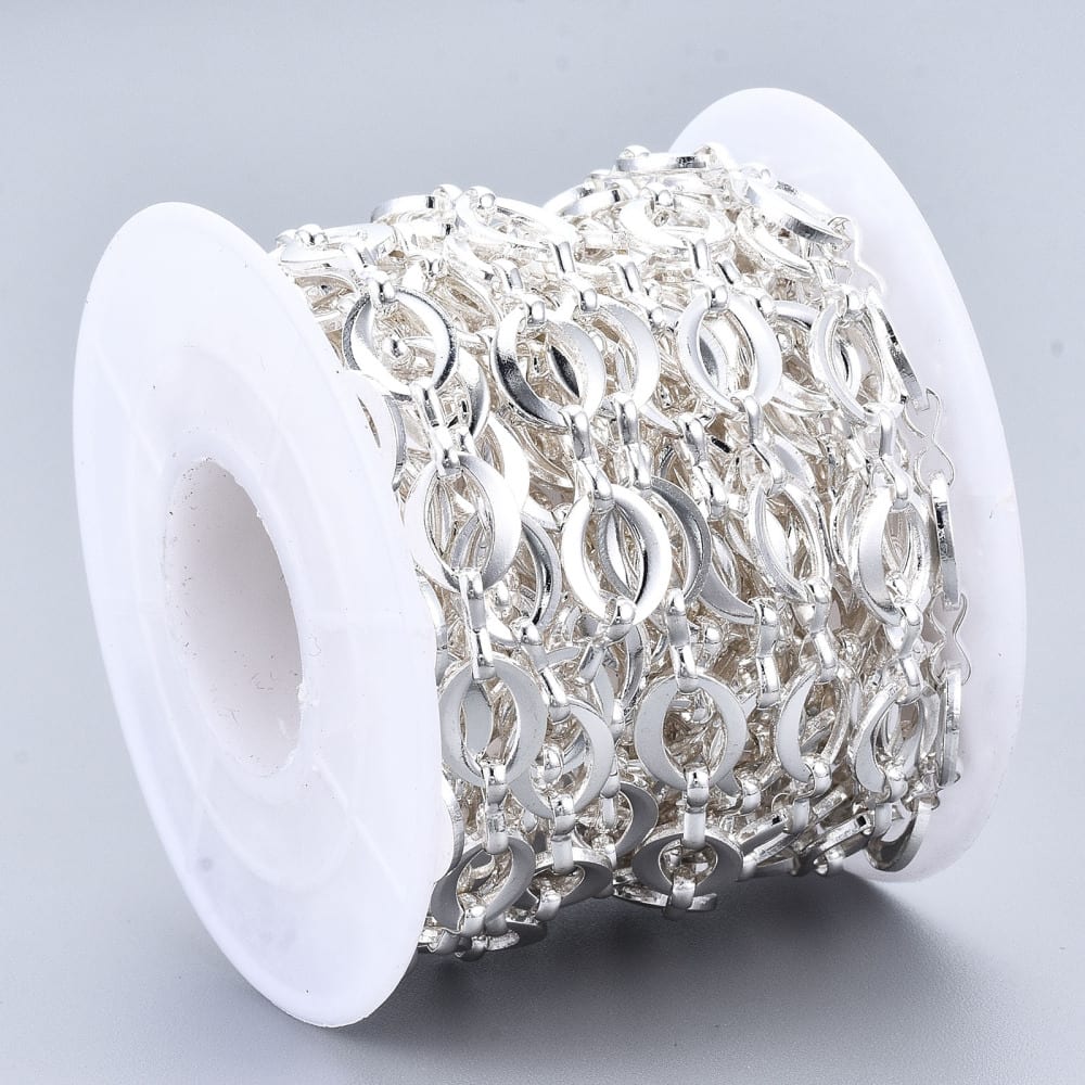 Cadena eslabón ovalado 9.5 mm baño de plata / metro2