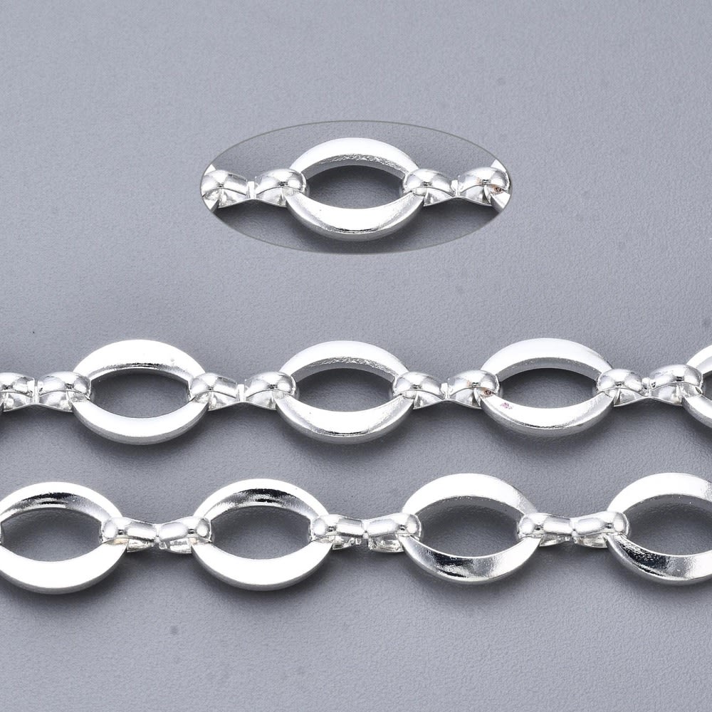 Cadena eslabón ovalado 9.5 mm baño de plata / metro4