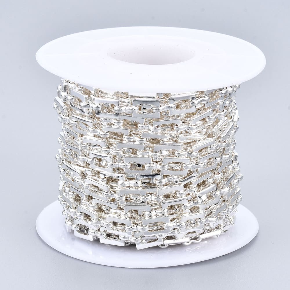 Cadena eslabón rectangular 6.5 mm baño de plata / metro3