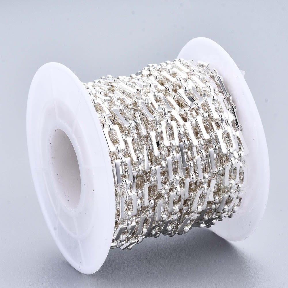 Cadena eslabón rectangular 6.5 mm baño de plata / metro2