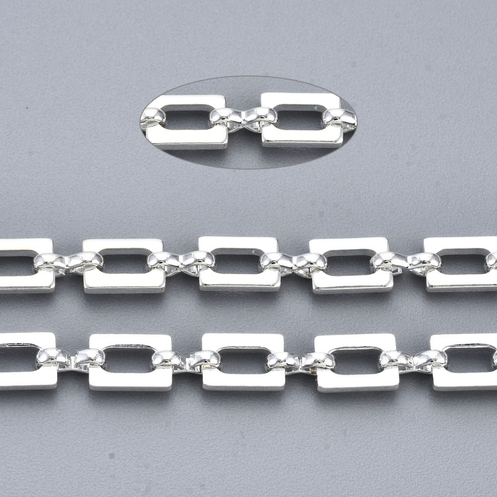 Cadena eslabón rectangular 6.5 mm baño de plata / metro4