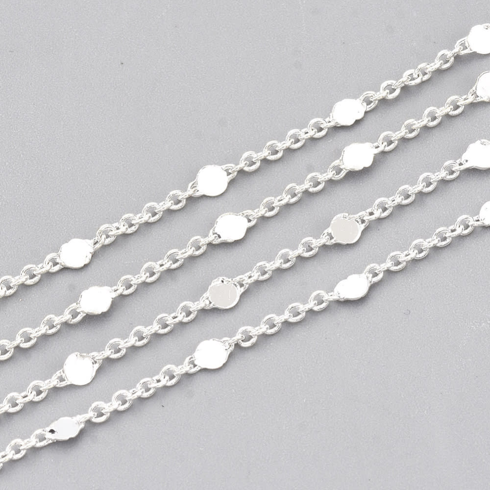 Cadena eslabón redondo plano 5x2 mm baño de plata / metro1