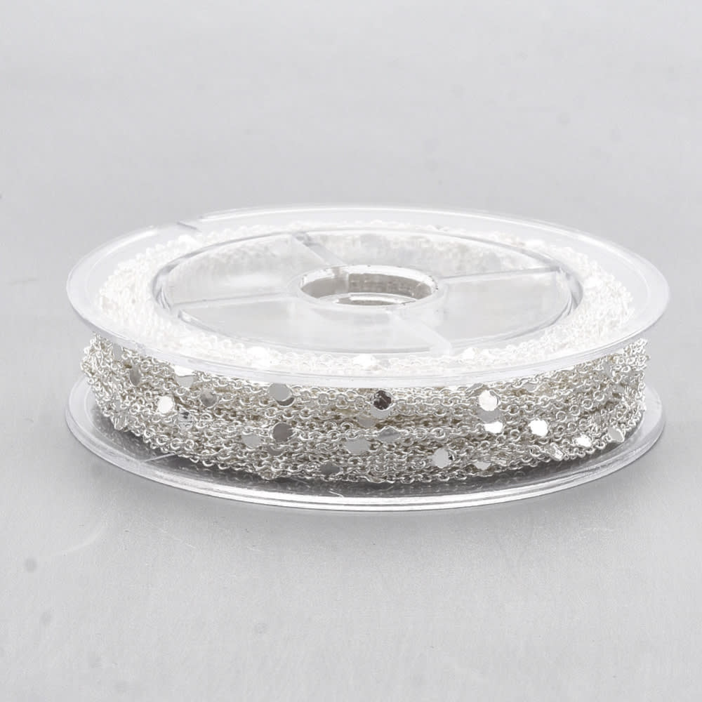 Cadena eslabón redondo plano 5x2 mm baño de plata / metro2