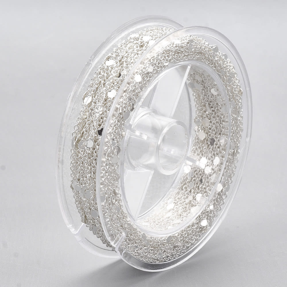 Cadena eslabón redondo plano 5x2 mm baño de plata / metro3