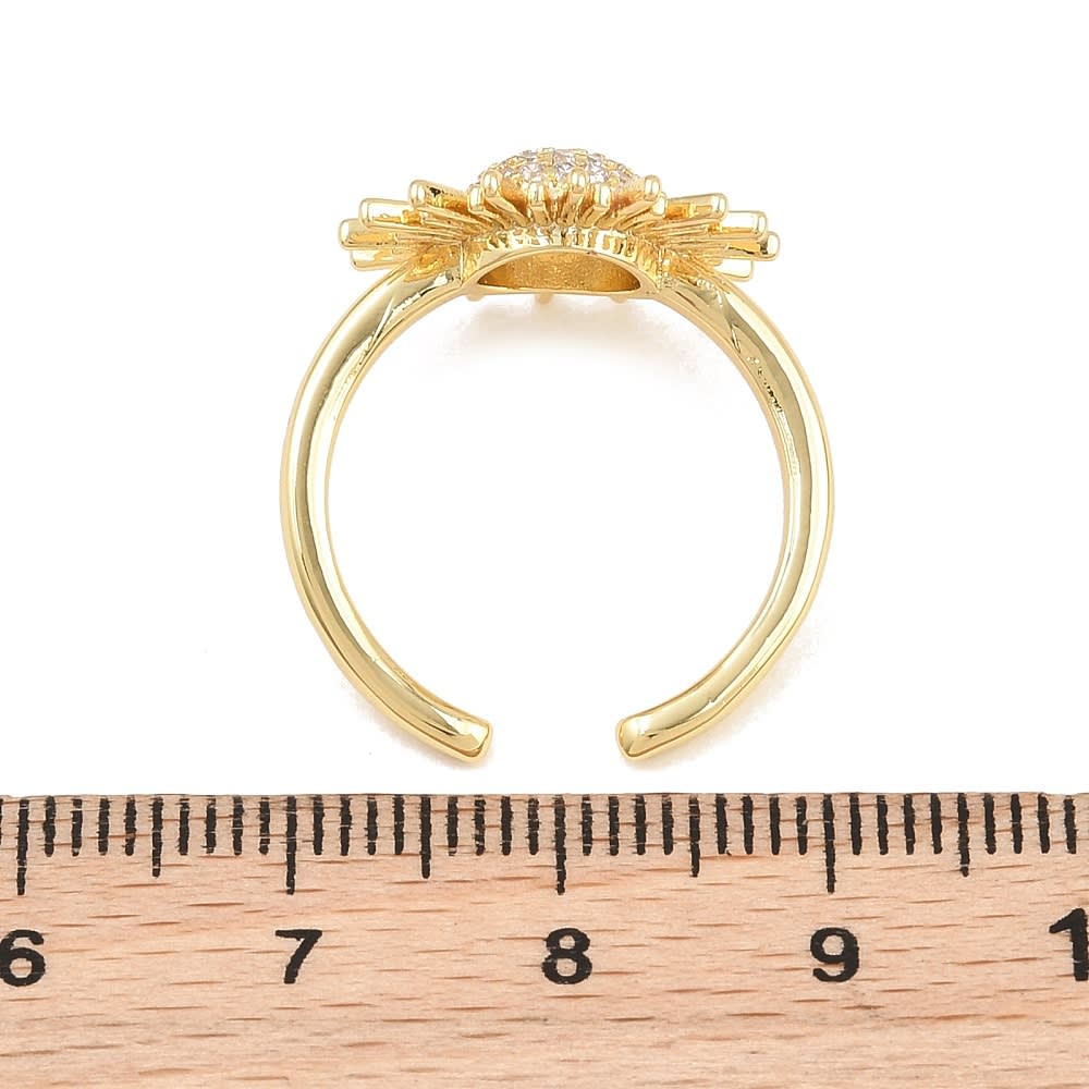 Anillo ajustable sol verano 16 mm baño oro zircón / unidad2